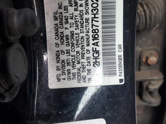 2007 Honda Civic EX with VIN 2HGFA16877H302791, listed as a Copart auction lot 51940435 with 197,163 mi miles and Salvage Title. Bid and sale history available at DreamBid. Image 14.