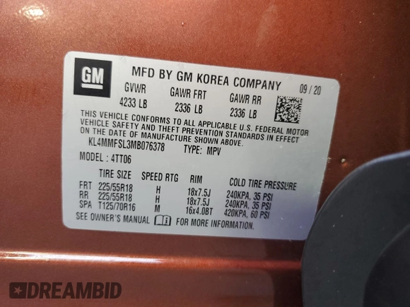 2021 Buick Encore GX Essence with VIN KL4MMFSL3MB076378, listed as a Copart auction lot 77713884 with Not provided miles and Salvage title. Bid and sale history available at DreamBid. Image 14.