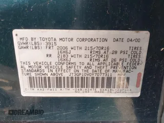2000 Toyota RAV4 z VIN JT3GP10V0Y7077311, wystawiony jako IAAI lot #42316525 z przebiegiem 299 397 mil mil oraz . Historia ofert i sprzedaży dostępna na DreamBid. Obrazek 9.