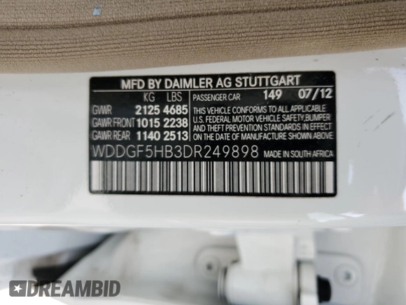 2013 Mercedes-Benz C 350 Sport with VIN WDDGF5HB3DR249898, listed as a Copart auction lot 77884914 with Not Provided miles and Salvage Title. Bid and sale history available at DreamBid. Image 12.