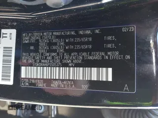 2023 Toyota Highlander L z VIN 5TDKDRAH6PS505375, wystawiony jako IAAI lot #41662089 z przebiegiem 9 700 mil mil oraz . Historia ofert i sprzedaży dostępna na DreamBid. Obrazek 9.