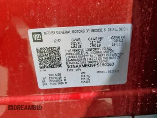 2023 Chevrolet Equinox RS with VIN 3GNAXMEG9PS150163, listed as a Copart auction lot 62826605 with 31,903 mi miles and Salvage title. Bid and sale history available at DreamBid. Image 14.