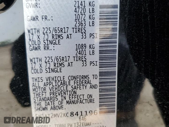 2019 Nissan Rogue SL with VIN 5N1AT2MV2KC841196, listed as a Copart auction lot 54539815 with 70,812 mi miles and Salvage Title. Bid and sale history available at carsss.com. Image 13.