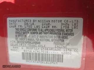 2019 Nissan Versa Sedan SV with VIN 3N1CN7AP0KL810949, listed as a IAAI auction lot 41352561 with 98,995 mi miles. Bid and sale history available at carsss.com. Image 9.