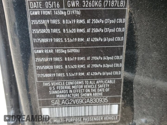 2016 Land Rover LR4 HSE с VIN SALAG2V69GA830935, выставлен на аукционе Copart как лот 59640185 с пробегом Не указан миль и Чистый • Clean title. История ставок и продаж доступна на DreamBid. Изображение 14.