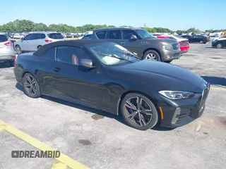 2023 BMW 4 Series M440i with VIN WBA53AT08PCL58435, listed as a IAAI auction lot 41745514 with 23,161 mi miles and . Bid and sale history available at carsss.com. Image 1.