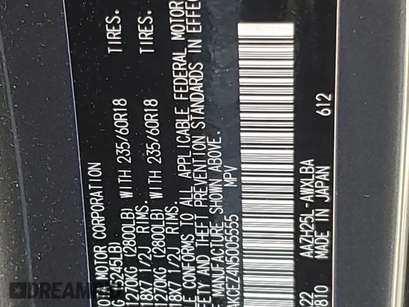 2022 Lexus NX with VIN JTJAKCEZ4N5005555, listed as a Copart auction lot 60156034 with 10,485 mi miles and Salvage Title. Bid and sale history available at carsss.com. Image 13.