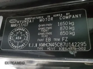 2007 Hyundai Accent GL z VIN KMHCN45C87U142295, wystawiony jako Copart lot #86149894 z przebiegiem 325 738 mil mil oraz Szkoda całkowita • Salvage title. Historia ofert i sprzedaży dostępna na DreamBid. Obrazek 12.