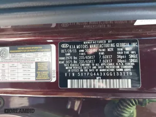 2016 Kia Sorento LX with VIN 5XYPG4A3XGG133119, listed as a IAAI auction lot 41844749 with 68,957 mi miles. Bid and sale history available at carsss.com. Image 9.