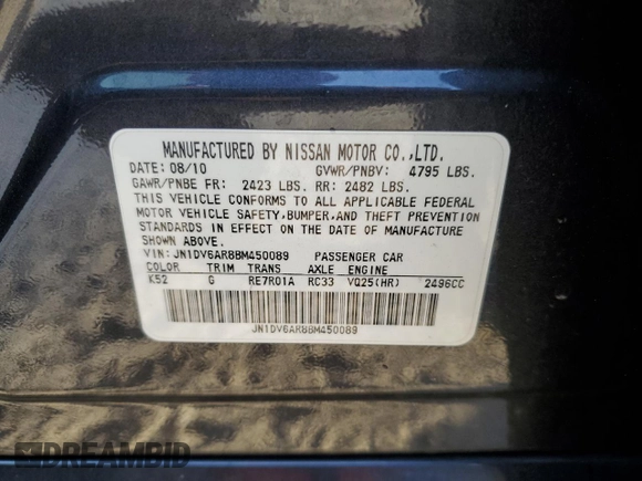 2011 Infiniti G25 x with VIN JN1DV6AR8BM450089, listed as a Copart auction lot 74064724 with 176,906 mi miles and Clean Title. Bid and sale history available at DreamBid. Image 12.