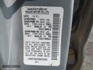 2002 Nissan Pathfinder SE with VIN JN8DR09X82W655096, listed as a IAAI auction lot 42007008 with 217,152 mi miles. Bid and sale history available at carsss.com. Image 9.
