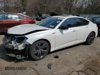 2021 Acura TLX w/A-Spec Package with VIN 19UUB6F56MA004685, listed as a Copart auction lot 48847855 with 51,789 mi miles and Salvage Title. Bid and sale history available at carsss.com. Image 1.