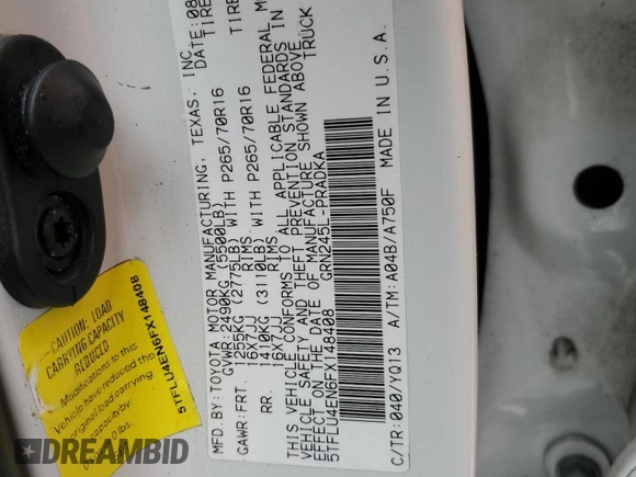 2015 Toyota Tacoma with VIN 5TFLU4EN6FX148408, listed as a Copart auction lot 74085484 with 0 mi miles and Salvage Title. Bid and sale history available at carsss.com. Image 13.