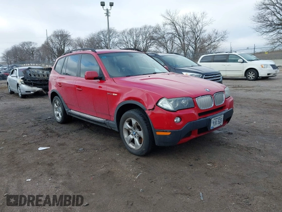 2008 BMW X3 3.0si with VIN WBXPC93428WJ23819, listed as a IAAI auction lot 41208570 with 153,692 mi miles. Bid and sale history available at carsss.com. Image 1.