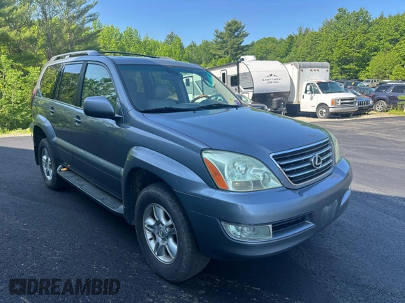 2005 Lexus GX 470 z VIN JTJBT20X050076167, wystawiony jako Copart lot #59916595 z przebiegiem 297 768 mil mil oraz Czysty tytuł • Clean title. Historia ofert i sprzedaży dostępna na DreamBid. Obrazek 1.
