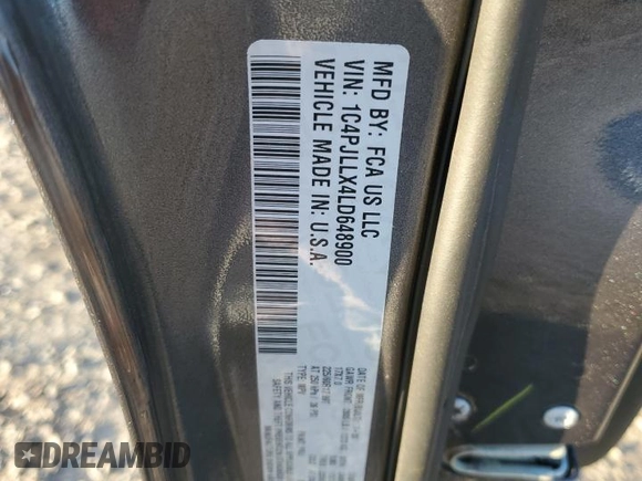 2020 Jeep Cherokee Lux with VIN 1C4PJLLX4LD648900, listed as a Copart auction lot 87129354 with 70,668 mi miles and Salvage title. Bid and sale history available at DreamBid. Image 13.
