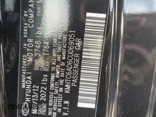2012 Hyundai Veloster w/Gray Int с VIN KMHTC6AD6CU069051, выставлен на аукционе Copart как лот 57573825 с пробегом 19 222 миль миль и Списание • Salvage title. История ставок и продаж доступна на DreamBid. Изображение 12.