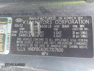 2012 Kia Sportage LX с VIN KNDPBCA2XC7317600, выставлен на аукционе IAAI как лот 42433336 с пробегом 112 838 миль миль и . История ставок и продаж доступна на DreamBid. Изображение 9.