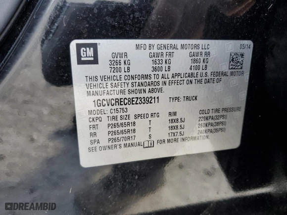 2014 Chevrolet Silverado 1500 LT with VIN 1GCVCREC8EZ339211, listed as a Copart auction lot 83552734 with 184,306 mi miles and Salvage Title. Bid and sale history available at carsss.com. Image 14.