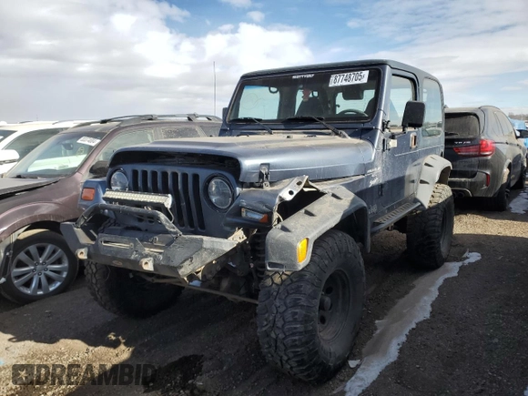 2001 Jeep Wrangler Sport with VIN 1J4FA49S71P360257, listed as a Copart auction lot 87748705 with 160,702 mi miles and Salvage Title. Bid and sale history available at carsss.com. Image 1.