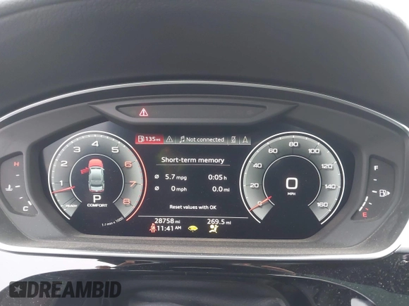 2019 Audi A8 L with VIN WAU8DAF8XKN018289, listed as a IAAI auction lot 41203292 with 28,758 mi miles. Bid and sale history available at carsss.com. Image 7.