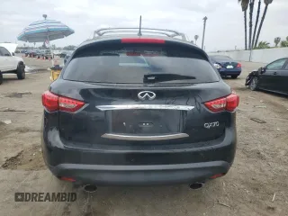 2014 Infiniti QX70 with VIN JN8CS1MW0EM412578, listed as a Copart auction lot 49091955 with 157,580 mi miles and Salvage title. Bid and sale history available at DreamBid. Image 6.