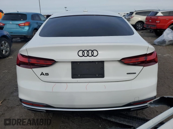 2020 Audi A5 Sportback Premium with VIN WAUANCF50LA004944, listed as a Copart auction lot 43199955 with 77,780 mi miles and Salvage Title. Bid and sale history available at carsss.com. Image 6.