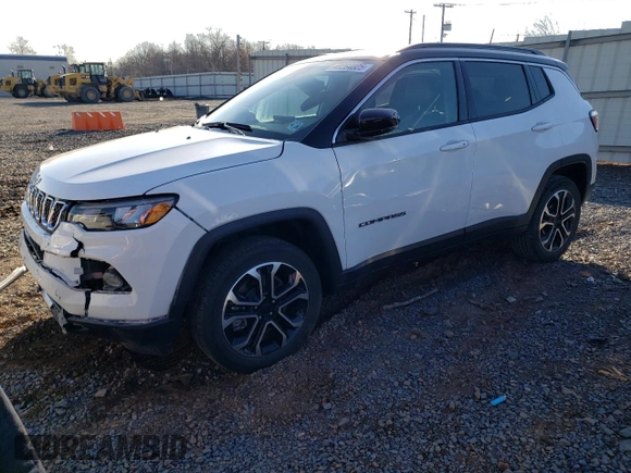2023 Jeep Compass Limited with VIN 3C4NJDCN9PT525573, listed as a Copart auction lot 48264325 with 14,598 mi miles and Salvage Title. Bid and sale history available at carsss.com. Image 1.