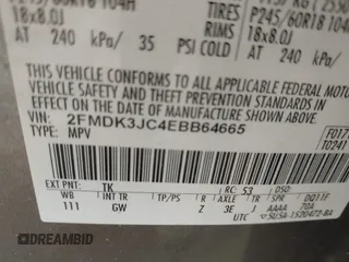 2014 Ford Edge SEL with VIN 2FMDK3JC4EBB64665, listed as a IAAI auction lot 41875360 with 219,540 mi miles. Bid and sale history available at carsss.com. Image 9.