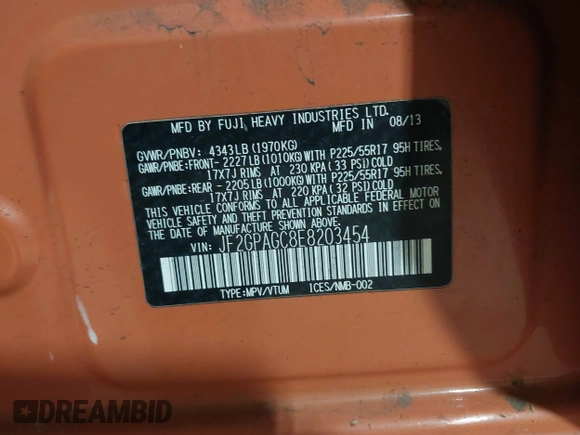 2014 Subaru Crosstrek Limited z VIN JF2GPAGC8E8203454, wystawiony jako IAAI lot #42308016 z przebiegiem 197 335 mil mil oraz . Historia ofert i sprzedaży dostępna na DreamBid. Obrazek 9.