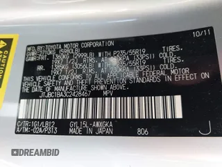 2012 Lexus RX 450h z VIN JTJBC1BA3C2428467, wystawiony jako IAAI lot #42394728 z przebiegiem 77 280 mil mil oraz . Historia ofert i sprzedaży dostępna na DreamBid. Obrazek 9.