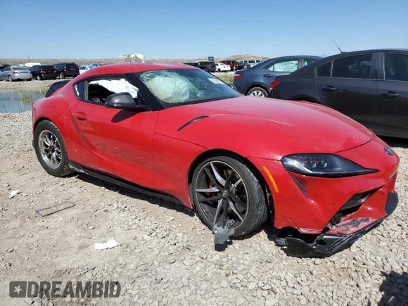 2021 Toyota Supra 3.0 with VIN WZ1DB0C0XMW044230, listed as a Copart auction lot 53186205 with Not provided miles and Salvage title. Bid and sale history available at DreamBid. Image 4.