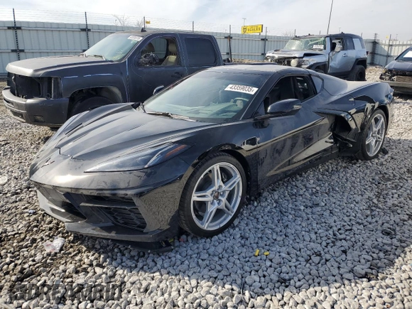 2022 Chevrolet Corvette 2LT with VIN 1G1YB2D45N5120398, listed as a Copart auction lot 43359035 with 0 mi miles and Salvage Title. Bid and sale history available at carsss.com. Image 1.