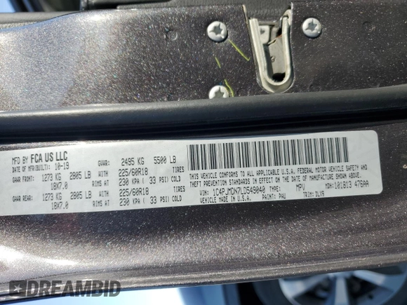 2020 Jeep Cherokee Limited с VIN 1C4PJMDN7LD549040, выставлен на аукционе Copart как лот 54253975 с пробегом 59 632 миль миль и Списание • Salvage title. История ставок и продаж доступна на DreamBid. Изображение 13.