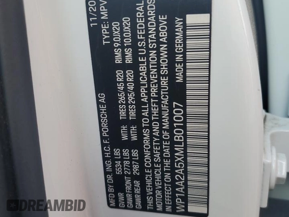 2021 Porsche Macan with VIN WP1AA2A5XMLB01007, listed as a Copart auction lot 64775435 with 83,924 mi miles and Salvage title. Bid and sale history available at DreamBid. Image 13.