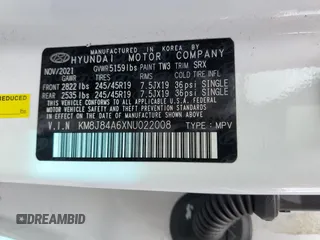 2022 Hyundai NEXO Limited z VIN KM8J84A6XNU022008, wystawiony jako Copart lot #45873784 z przebiegiem 63 283 mil mil oraz . Historia ofert i sprzedaży dostępna na DreamBid. Obrazek 14.