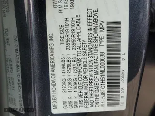 2021 Acura RDX w/Technology Package with VIN 5J8TC1H51ML000038, listed as a Copart auction lot 45799635 with 20,421 mi miles and Salvage Title. Bid and sale history available at carsss.com. Image 12.