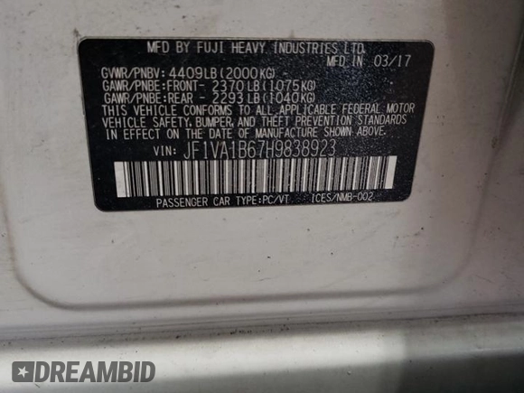 2017 Subaru WRX with VIN JF1VA1B67H9838923, listed as a Copart auction lot 78148684 with 93,725 mi miles and Non Repairable. Bid and sale history available at carsss.com. Image 14.