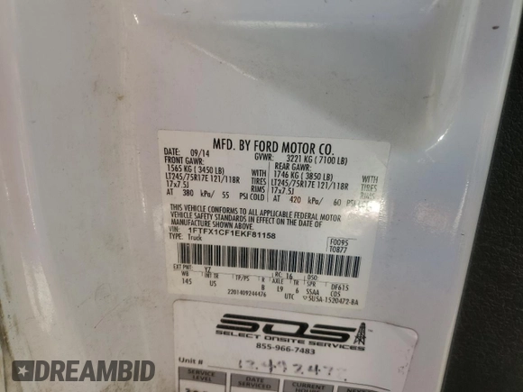 2014 Ford F-150 XL с VIN 1FTFX1CF1EKF81158, выставлен на аукционе Copart как лот 47546595 с пробегом 152 867 миль миль и Списание • Salvage title. История ставок и продаж доступна на DreamBid. Изображение 14.