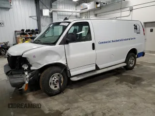2019 GMC Savana Cargo Van with VIN 1GTW7AFGXK1363256, listed as a Copart auction lot 86720514 with 128,927 mi miles and Salvage Title. Bid and sale history available at carsss.com. Image 1.