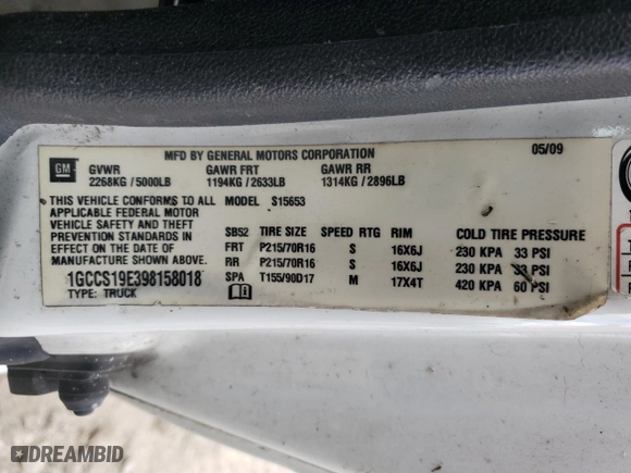 2009 Chevrolet Colorado Work Truck with VIN 1GCCS19E398158018, listed as a Copart auction lot 78658524 with 298,749 mi miles and Non Repairable. Bid and sale history available at carsss.com. Image 12.