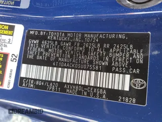 2025 Toyota Camry LE with VIN 4T1DAACK0SU075581, listed as a Copart auction lot 54570525 with 2,329 mi miles and Non Repairable. Bid and sale history available at DreamBid. Image 12.