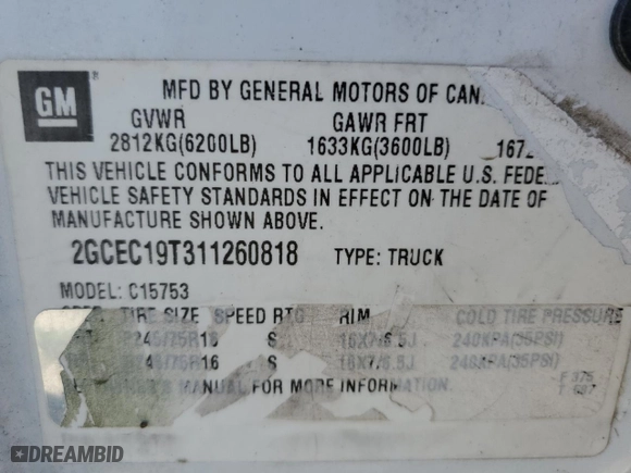 2001 Chevrolet Silverado 1500 LS with VIN 2GCEC19V411184365, listed as a Copart auction lot 48787115 with 313,642 mi miles and Salvage Title. Bid and sale history available at carsss.com. Image 12.