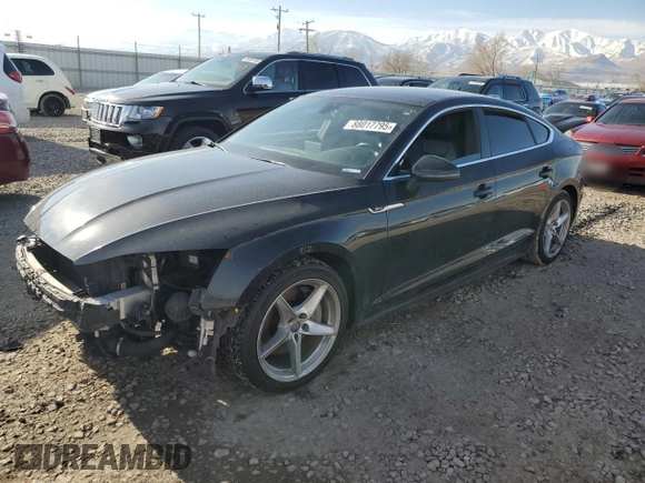 2018 Audi A5 Sportback Premium with VIN WAUDNCF59JA017458, listed as a Copart auction lot 88017795 with 81,412 mi miles and Salvage Title. Bid and sale history available at carsss.com. Image 1.