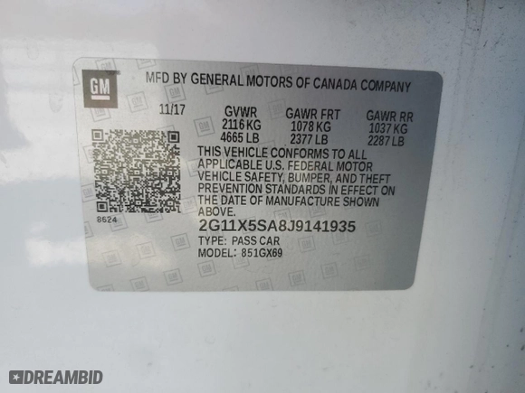 2018 Chevrolet Impala LS with VIN 2G11X5SA8J9141935, listed as a Copart auction lot 75739244 with 84,150 mi miles and Salvage Title. Bid and sale history available at carsss.com. Image 14.