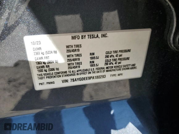 2023 Tesla Model Y Long Range with VIN 7SAYGDEE9PA180293, listed as a Copart auction lot 89062695 with 21,648 mi miles and Salvage Title. Bid and sale history available at DreamBid. Image 15.