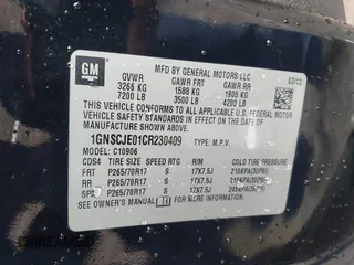 2012 Chevrolet Suburban LT with VIN 1GNSCJE01CR230409, listed as a IAAI auction lot 41300524 with 278,451 mi miles. Bid and sale history available at carsss.com. Image 9.