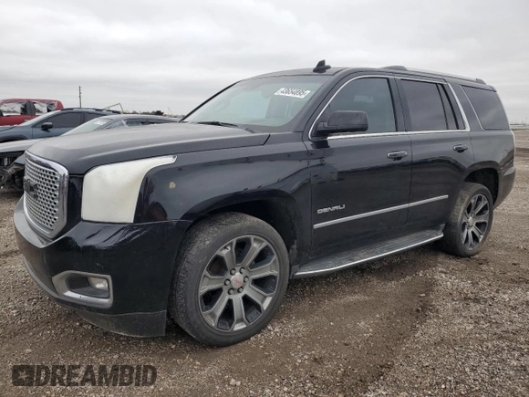 2017 GMC Yukon Denali with VIN 1GKS1CKJ9HR209990, listed as a Copart auction lot 43654895 with 0 mi miles and Salvage Title. Bid and sale history available at carsss.com. Image 1.