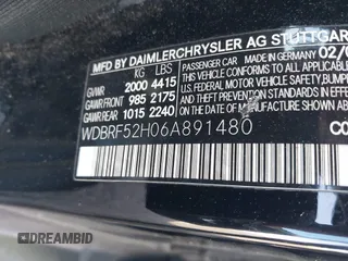 2006 Mercedes-Benz C 230 Sport with VIN WDBRF52H06A891480, listed as a IAAI auction lot 41915503 with 175,446 mi miles and . Bid and sale history available at carsss.com. Image 9.