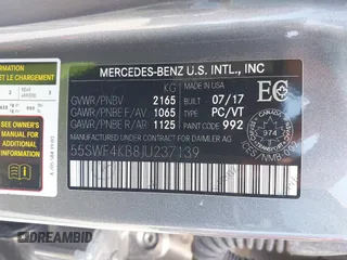 2018 Mercedes-Benz C 300 with VIN 55SWF4KB8JU237139, listed as a IAAI auction lot 42500621 with 78,647 mi miles and . Bid and sale history available at DreamBid. Image 9.